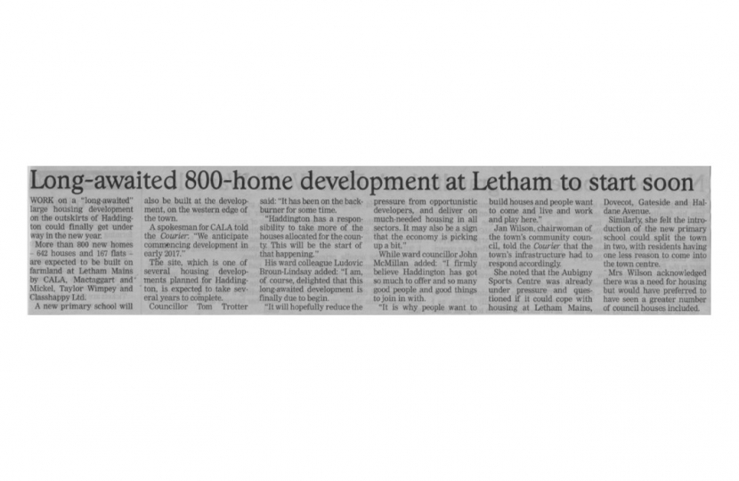 EL Courier 220916 Letham Development