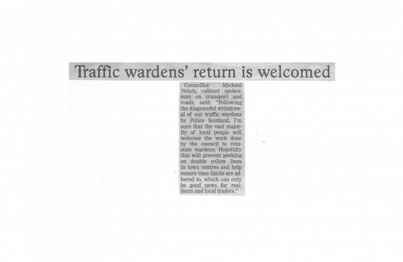 ELC 101116 Traffic Warden Return Welcomed