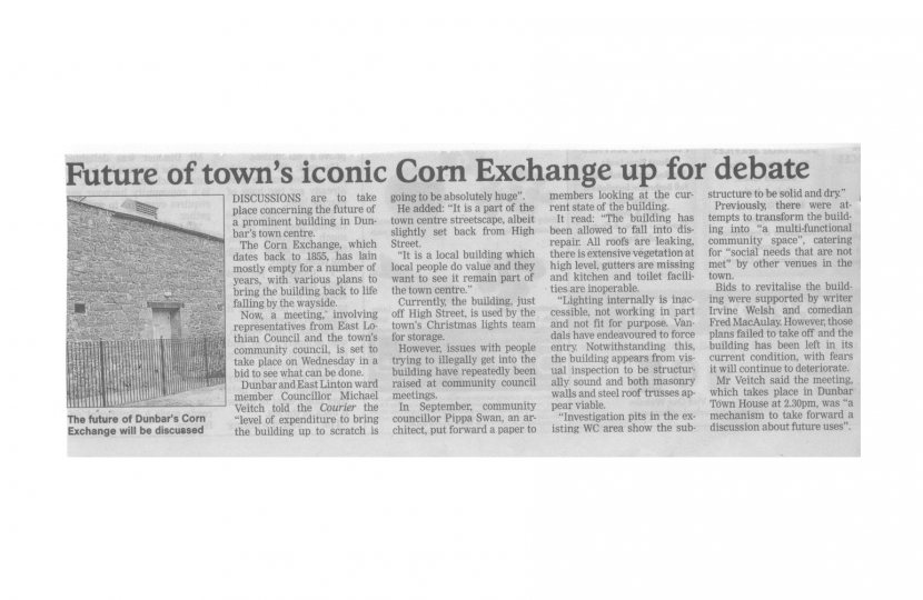 Dunbar Corn Exchange Article